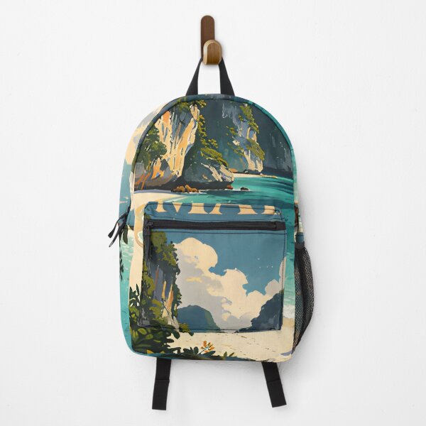 Item preview, Vintage Maya Bay Thailand Vintage Travel Poster Tropical Beach Wall Art designed and sold by Spirit of Siam.