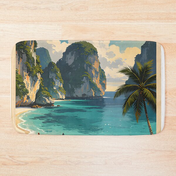 Item preview, Vintage  Maya Bay Thailand Vintage Travel Poster Tropical Beach Wall Art designed and sold by Spirit of Siam.