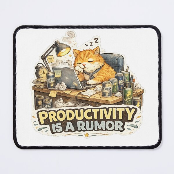 Item preview, Productivity Is A Rumor Funny Sleepy Cat Office Meme T-Shirt designed and sold by NarpLTD.