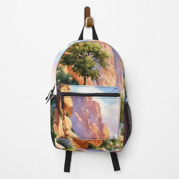 Item preview, Red Rock Canyon River Watercolor Landscape Art designed and sold by MargaretWiktor.