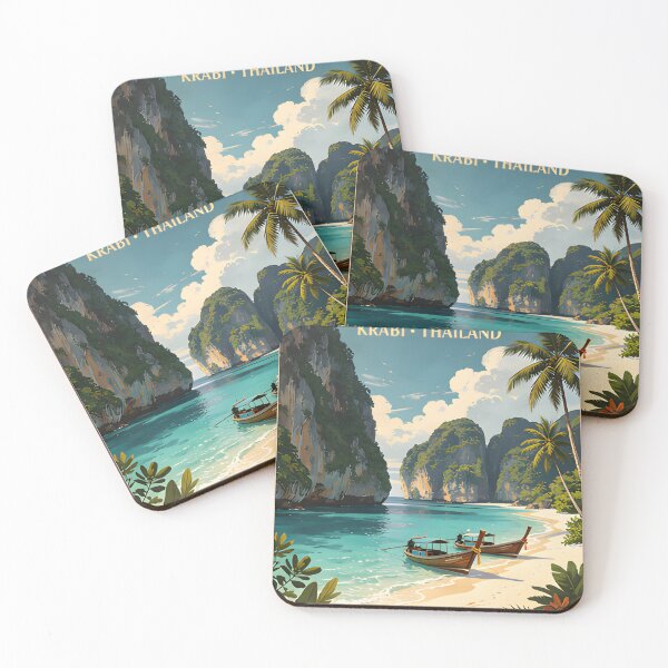 Item preview, Maya Bay Thailand Vintage Travel Poster Tropical Beach Wall Art designed and sold by Spirit of Siam.