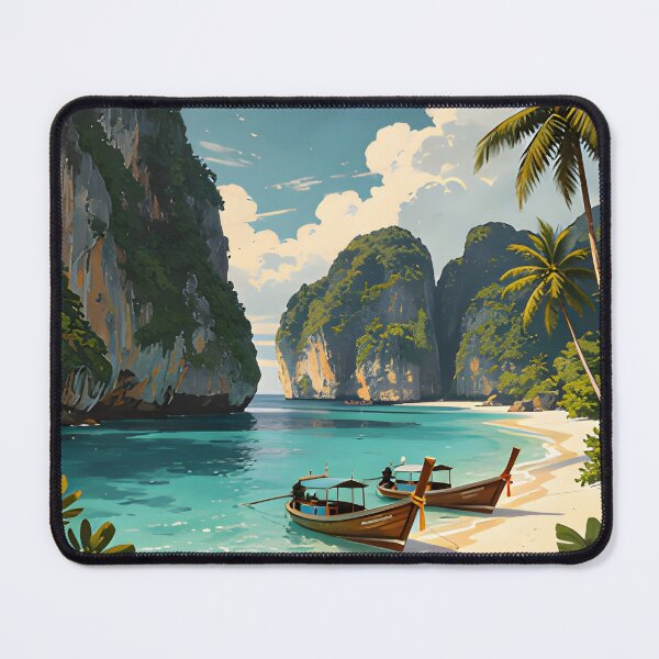 Item preview, Maya Bay Thailand Vintage Travel Poster Tropical Beach Wall Art designed and sold by Spirit of Siam.