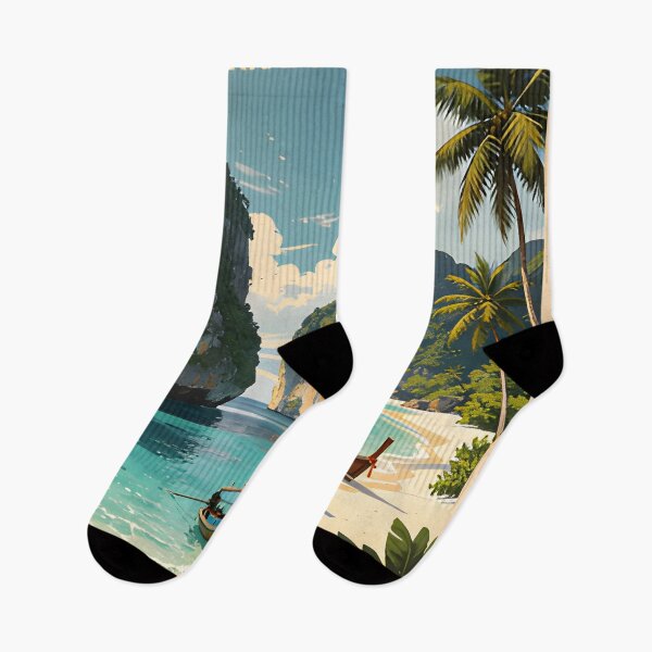 Item preview, Maya Bay Thailand Vintage Travel Poster Tropical Beach Wall Art designed and sold by Spirit of Siam.