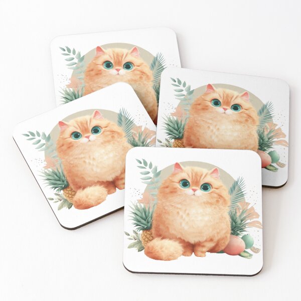 Item preview, Fluffy Orange Cat in Tropical Paradise designed and sold by Moody Vibes Studio.
