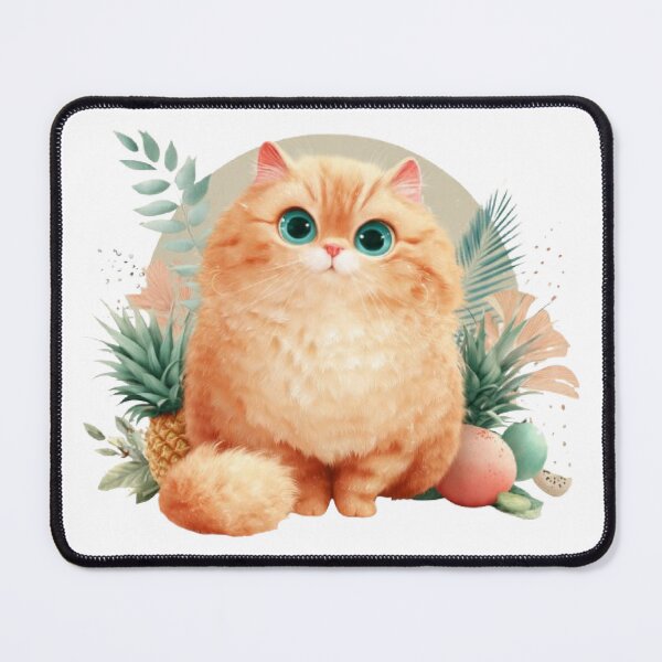 Item preview, Fluffy Orange Cat in Tropical Paradise designed and sold by Luna's World - Moody Vibes Studio.
