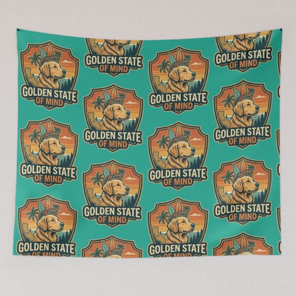 Item preview, Golden State of Mind - Golden Retriever California Surf Summer Design designed and sold by thoughtswear.