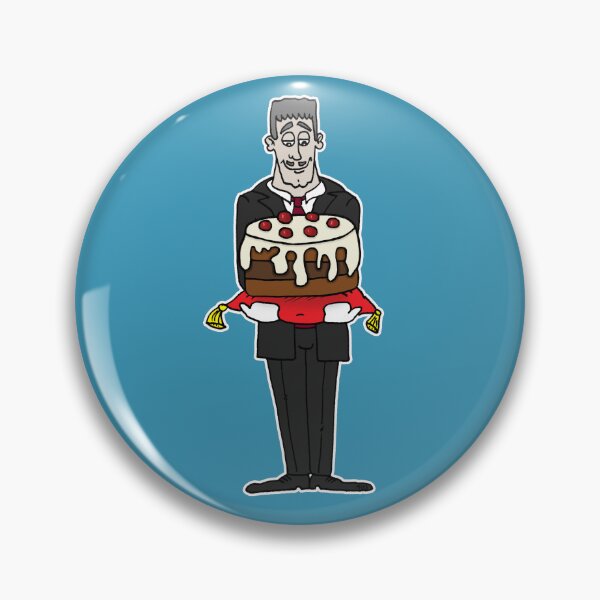 Item preview, Funny Cake Butler Cartoon | Quirky Royal Servant Holiday Sticker designed and sold by MyxaART.