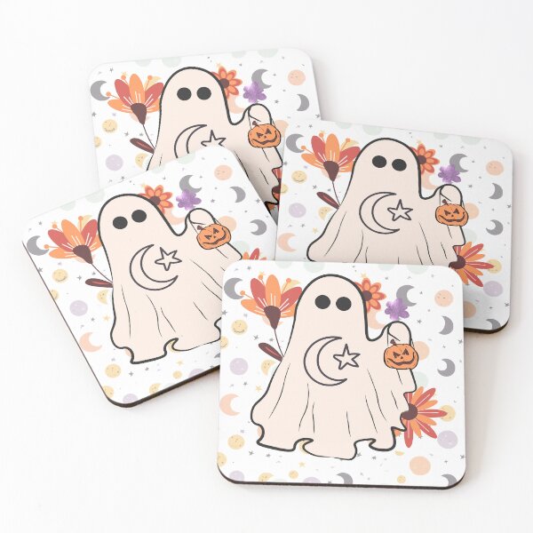 Item preview, Summerween ghost with Flowers Moon and Pumpkin  designed and sold by WildWoodlandWitch.