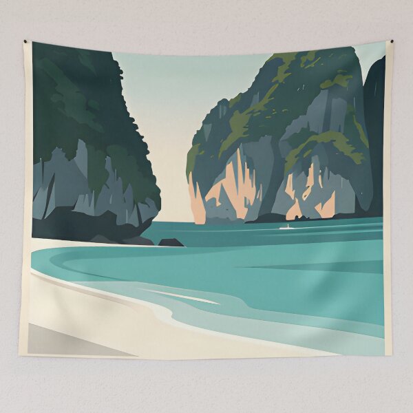 Item preview, Maya Bay Thailand Travel Poster Tropical Beach Wall Art designed and sold by Spirit of Siam.