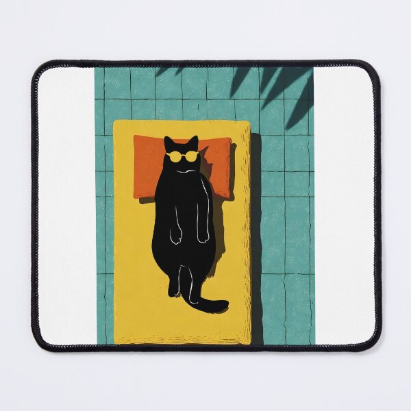 Item preview, cool cat relaxing on a yellow mat designed and sold by PurrfectHome.