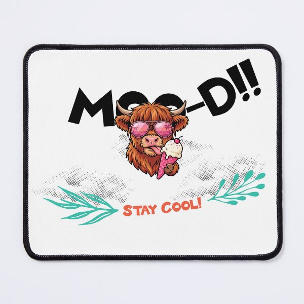 Item preview, MOO-D Highland Cow with sunglasses and ice cream designed and sold by BoosterShop.