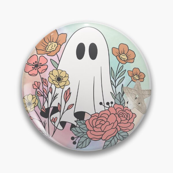 Item preview, Summerween ghost with Flowers and Pentagram  designed and sold by WildWoodlandWitch.