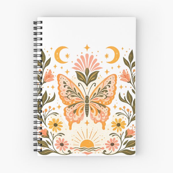 Item preview, Celestial Bohemian Butterfly with Golden Flowers and Moons designed and sold by KM Design.
