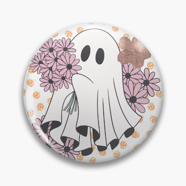 Item preview, Summerween ghost with Pink Flowers and Pentagram  designed and sold by WildWoodlandWitch.