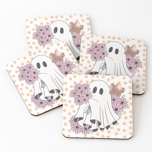Item preview, Summerween ghost with Pink Flowers and Pentagram  designed and sold by WildWoodlandWitch.