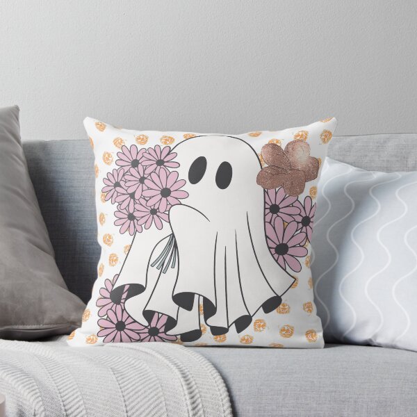 Item preview, Summerween ghost with Pink Flowers and Pentagram  designed and sold by WildWoodlandWitch.