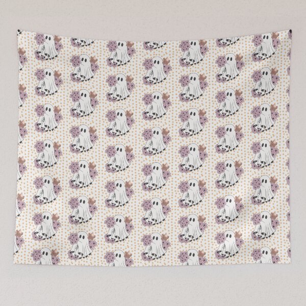 Item preview, Summerween ghost with Pink Flowers and Pentagram  designed and sold by WildWoodlandWitch.