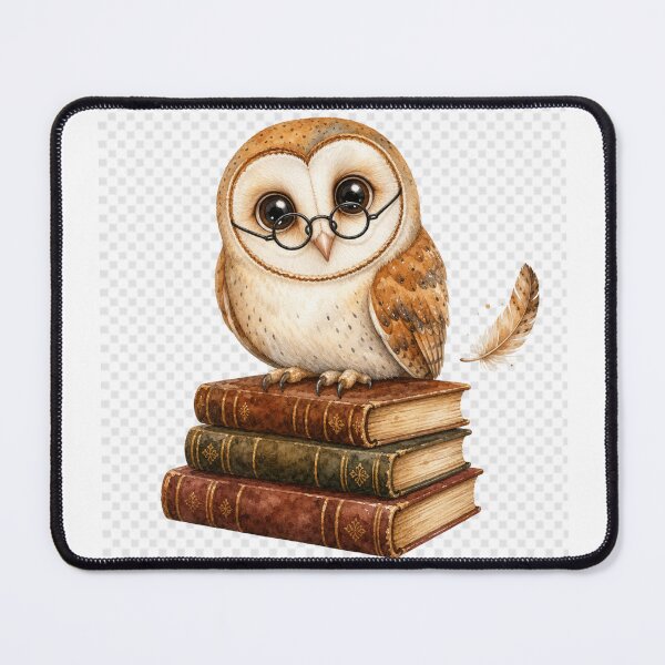 Item preview, Clever reading owl on a stack of books Kawaii designed and sold by BoosterShop.