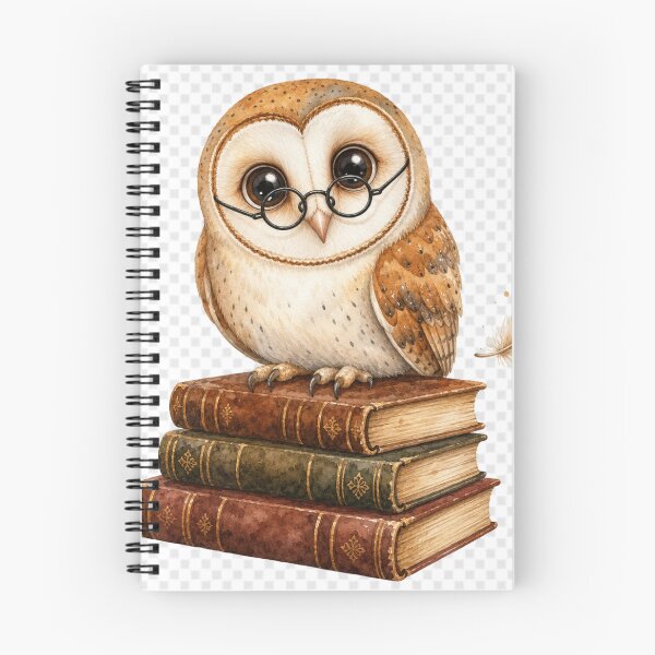 Item preview, Clever reading owl on a stack of books Kawaii designed and sold by BoosterShop.