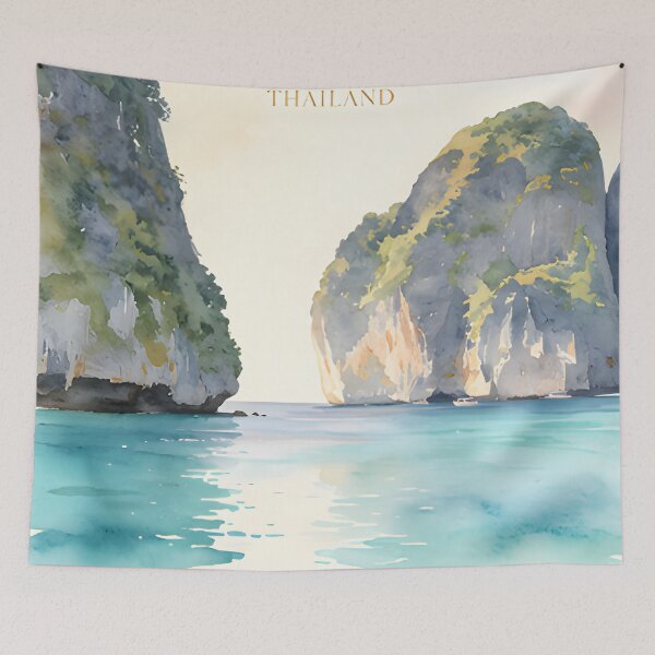 Item preview, Maya Bay Thailand  Travel Poster Tropical Beach Wall Art designed and sold by Spirit of Siam.