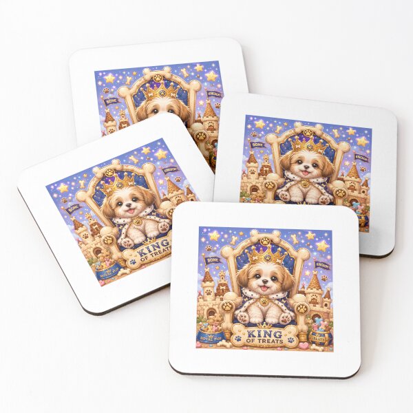 Item preview, King of Treats Puppy | Bone Kingdom Dog Prince Kawaii Sticker designed and sold by Moonlight Studio.