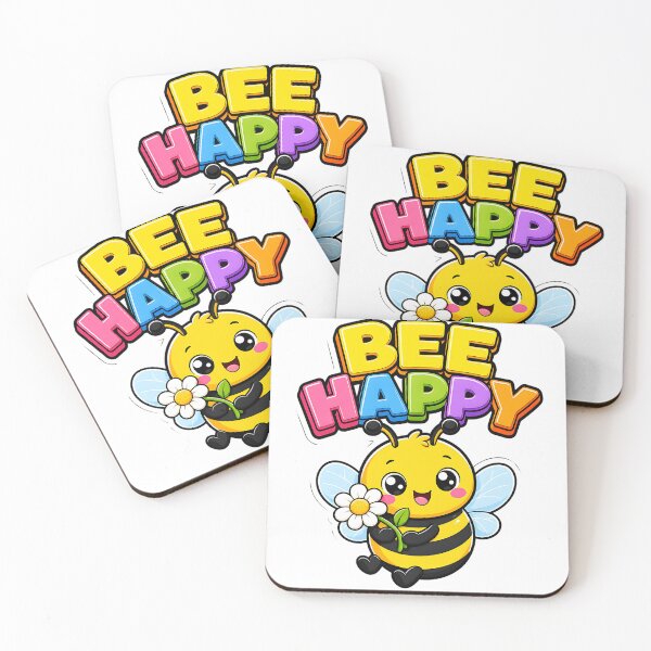 Artikelvorschau, Bee Happy Süße Biene mit Blume Kawaii Spruch entworfen und verkauft von BoosterShop.
