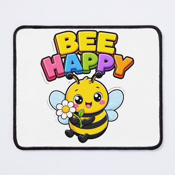 Item preview, Bee Happy Sweet Bee with Flower Kawaii Saying designed and sold by BoosterShop.