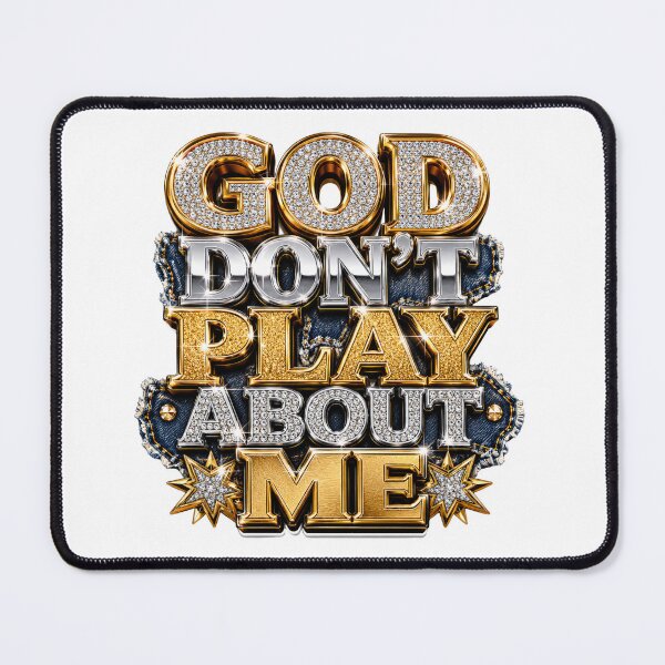 Item preview, God's don't play about me- denim and rhinestone design designed and sold by RahRahsCreation.