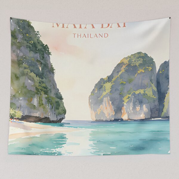 Item preview, Maya Bay Thailand Travel Poster Tropical Beach Wall Art designed and sold by Spirit of Siam.
