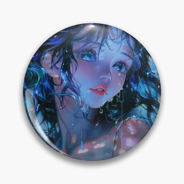 Item preview, Cyberpunk Anime Girl Neon Blue Aesthetic Digital Art Illustration designed and sold by LinaDesign Store.