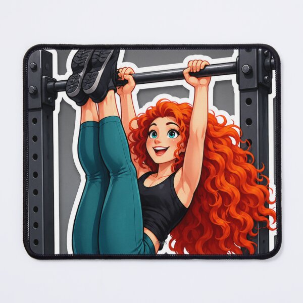Item preview, Chic Fitness Redhead – Toes to Bar Workout Cartoon designed and sold by Jlespors09.