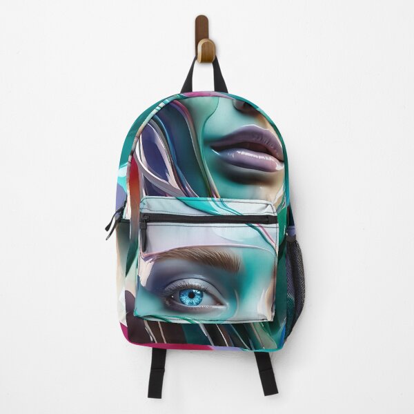 Item preview, Glossy Surreal Portrait - Turquoise and Magenta Liquid Art designed and sold by ToxicInkArt.