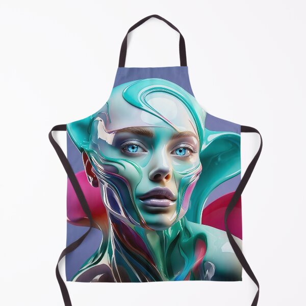 Item preview, Glossy Surreal Portrait - Turquoise and Magenta Liquid Art designed and sold by ToxicInkArt.