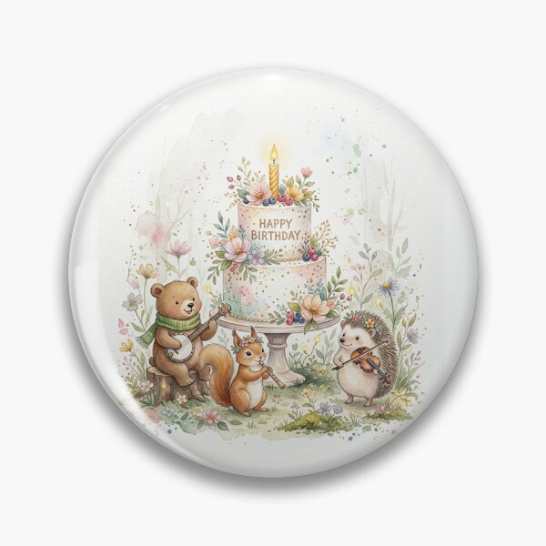 Item preview, Enchanted Forest Birthday Card | Woodland Animals Music Watercolor | Hedgehog Squirrel Bear Birthday designed and sold by MelodicArt.