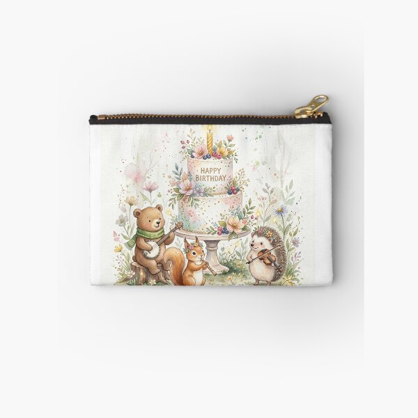 Item preview, Enchanted Forest Birthday Card | Woodland Animals Music Watercolor | Hedgehog Squirrel Bear Birthday designed and sold by MelodicArt.