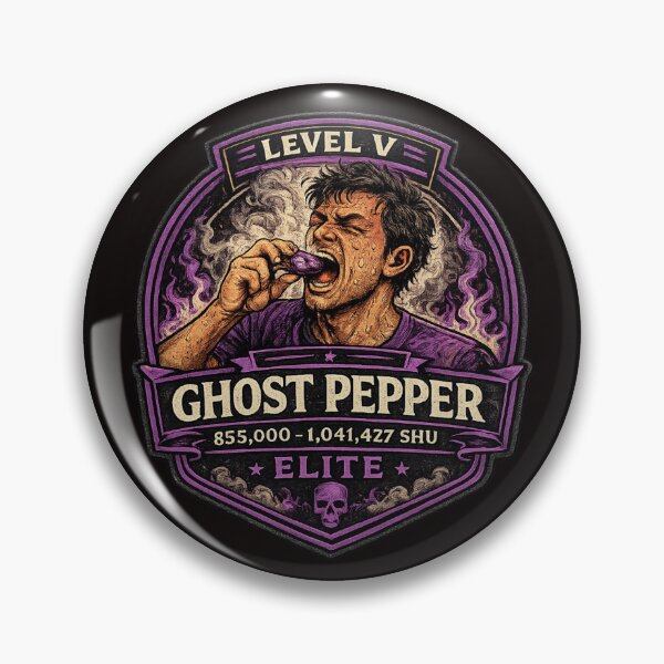 Item preview, Ghost Pepper Heat Level Badge – Level V Elite | Spicy Pepper Challenge Design designed and sold by Tadeusz1.