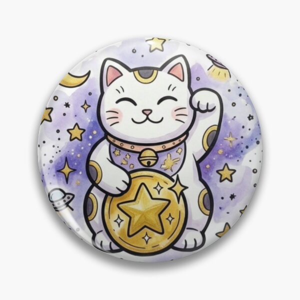 Item preview, Lucky Cat Gift | Cosmic Maneki Neko Space Art | Cute Kawaii Fortune Cat | Japanese Aesthetic Birthday Present | Gold Prosperity Decor designed and sold by Cosmic Doodle Co..