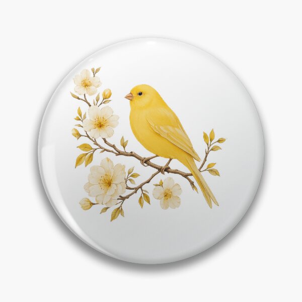 Item preview, Vintage Yellow Canary on Flowering Branch designed and sold by KM Design.