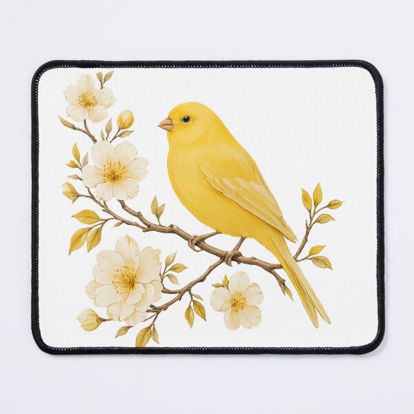 Item preview, Vintage Yellow Canary on Flowering Branch designed and sold by KM Design.