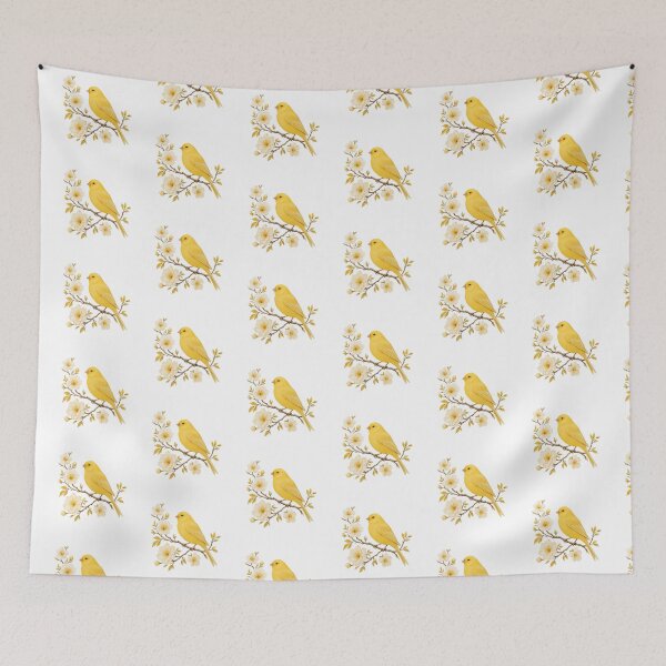 Item preview, Vintage Yellow Canary on Flowering Branch designed and sold by KM Design.