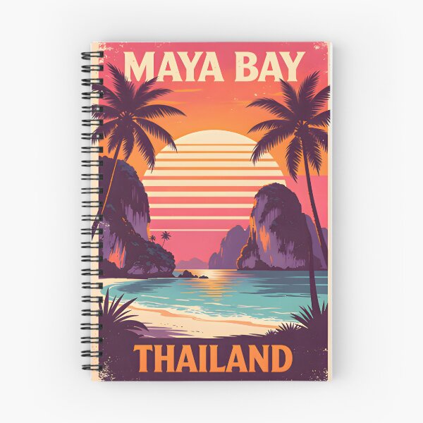 Item preview, Maya Bay Thailand Retro Sunset Travel Poster Tropical Beach Wall Art designed and sold by Spirit of Siam.