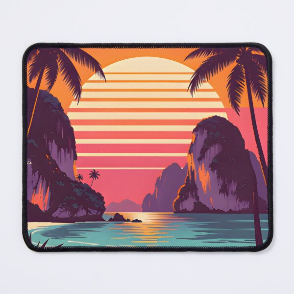Item preview, Maya Bay Thailand Retro Sunset Travel Poster Tropical Beach Wall Art designed and sold by Spirit of Siam.