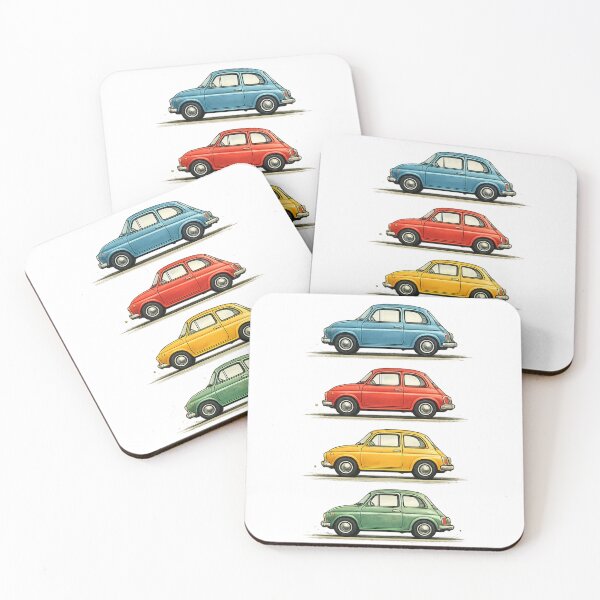 Item preview, Four Small Colorful Vintage Cars designed and sold by KM Design.