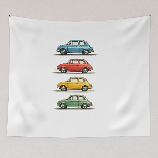 Item preview, Four Small Colorful Vintage Cars designed and sold by KM Design.