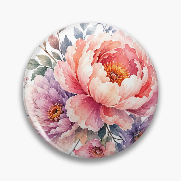 Item preview, Vibrant Watercolor Peony and Wildflower Bouque designed and sold by Jaideep Walia.