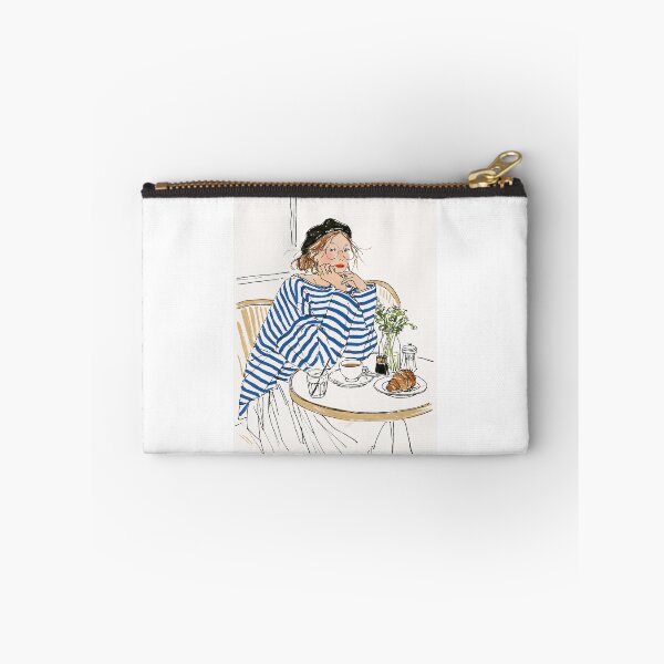 Item preview, Black & White Striped Café Chic Fashion Illustration designed and sold by Ramona-Gliga.