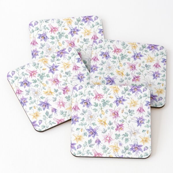Item preview, Columbine Aquilegia Watercolor Garden Seamless Pattern designed and sold by Inkworksbyshery.