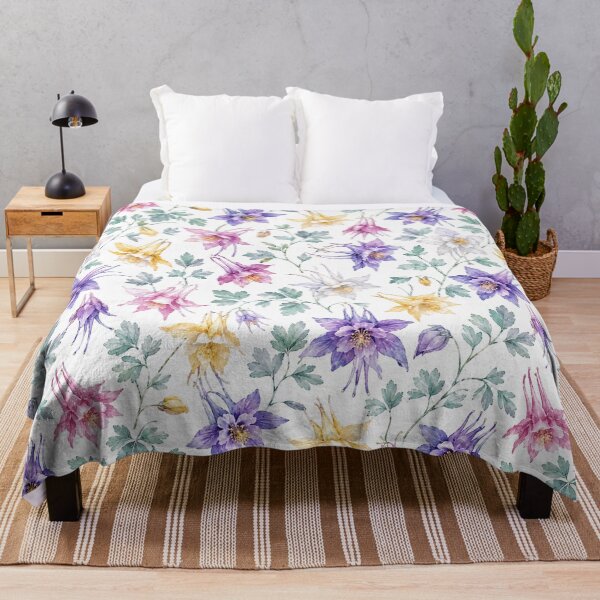 Item preview, Columbine Aquilegia Watercolor Garden Seamless Pattern designed and sold by Inkworksbyshery.