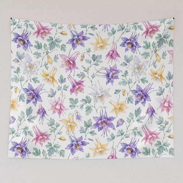 Item preview, Columbine Aquilegia Watercolor Garden Seamless Pattern designed and sold by Inkworksbyshery.
