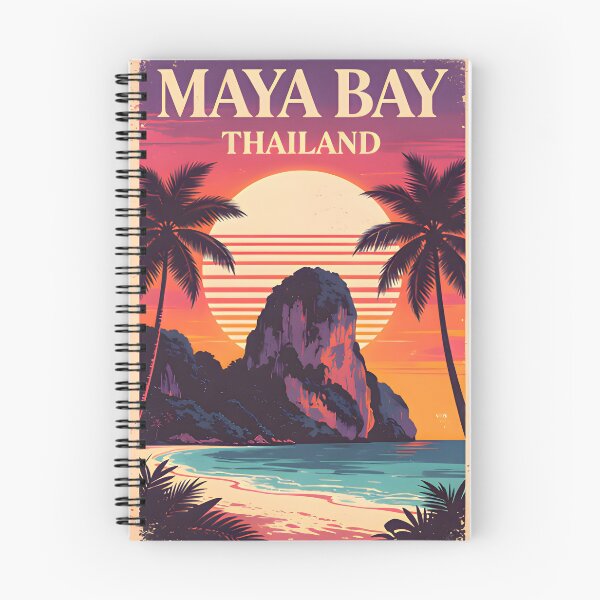 Item preview, Maya Bay Thailand Retro Sunset Travel Poster Tropical Beach Wall Art designed and sold by Spirit of Siam.